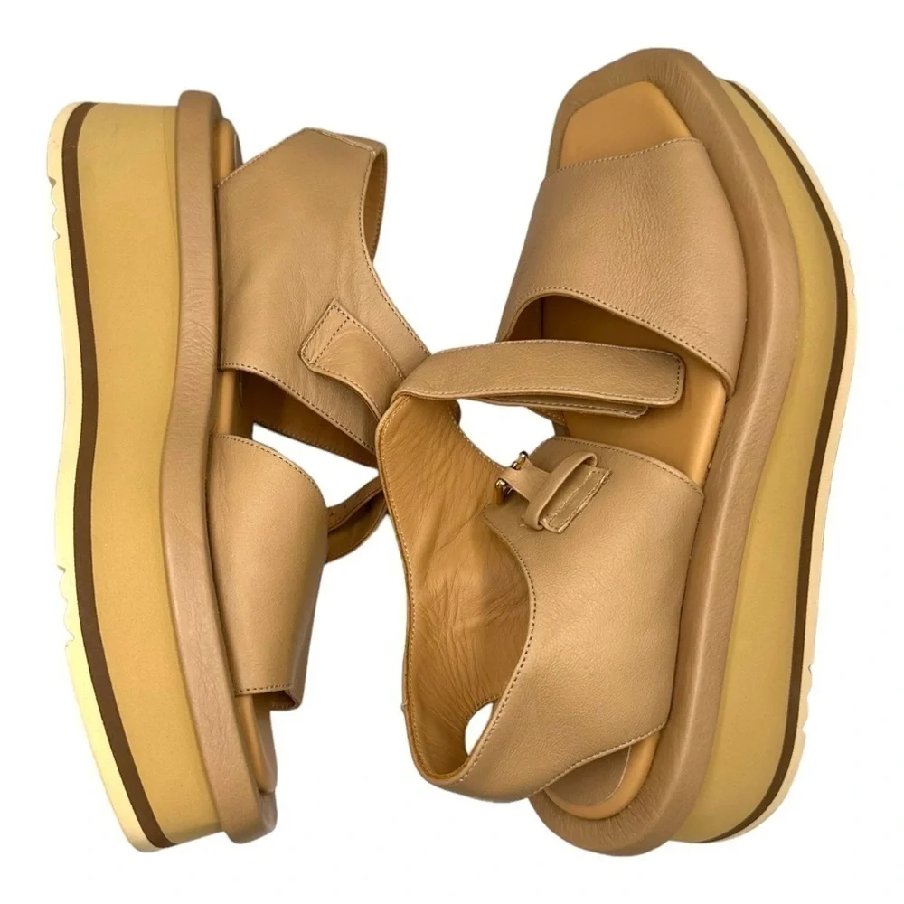 Paloma Barcelo Mamore Slingback Platform Chunky Sandals Nocciola NWOT